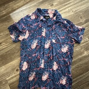 Apt. 9 Blue & Pink Tropical Short Sleeve Shirt